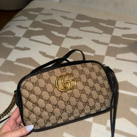 Gucci Brown and Black Crossbody Bag with GG Monogram - Picture 2 of 4
